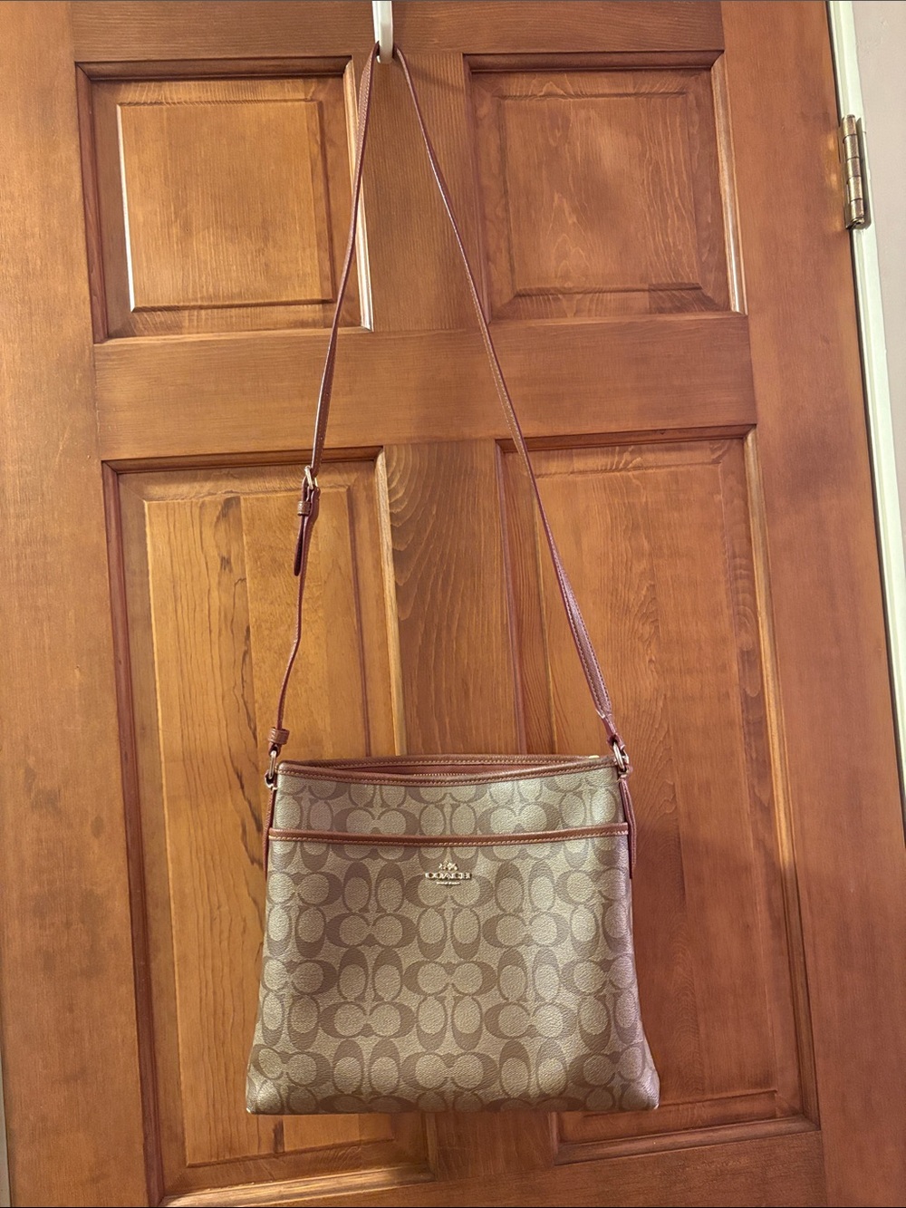 Coach Beige & Brown Signature Crossbody Bag